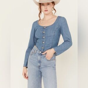Women’s Levi’s Corset Long Sleeve Denim Chambray Shirt Size Large NWT Western